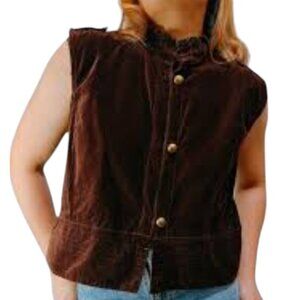 Chocolate Brown Hook & Eye 100% Cotton Crop Vest